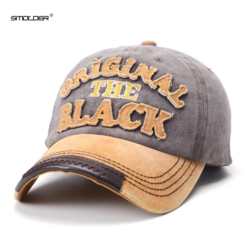 

[SMOLDER] Brand Design Washed Baseball Caps Casual Cotton Hip Hop Cap Embroidery Unisex Snapback Hats for Men Women
