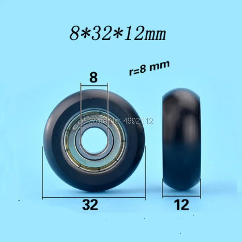 

10 PCS Free shipping 8*32*12mm nylon plastic packets pulley 608ZZ ball bearings embedded pulley small wheels Round type pulley