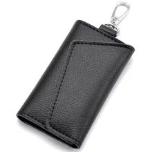 Free Shipping Leather Key Pouch Multifunctional Keys Holder Case Housekeeper Holders 6 Key Rings 7 Colors Genuine Leather