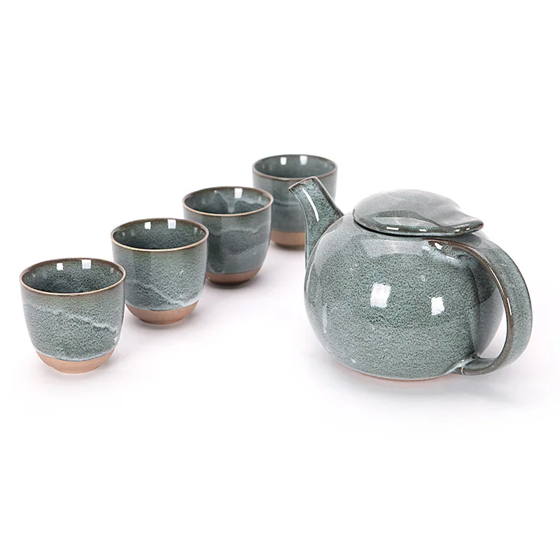 

5pcs Vintage Coffee Tea Set Pot Exquisite Chinese Kung Fu Tea Pots Kettle Handmade Chinese Glazed Ceramic Teapot Tea Cup Pitcher