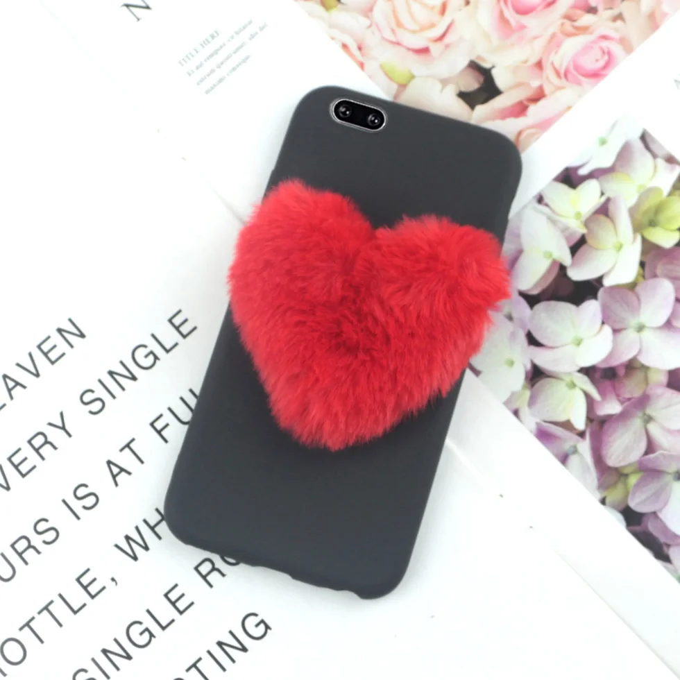Пушистый "любящим сердцем" с милыми меховыми чехол для телефона для Xiaomi Redmi 8A фотокамеры мгновенного действия 8 7 Pro 6A 6 Pro 5 4X3 Hongmi Y3 Y2 Y1 K20 Pro S2 4A 5A 3S Чехол - Цвет: BigRedLove Black