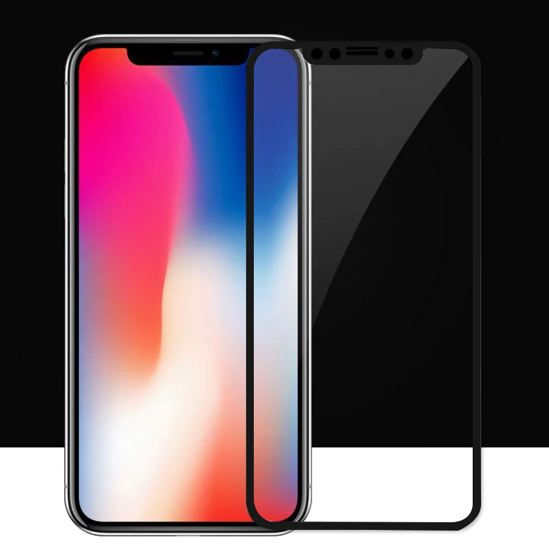 BXE 3D полная закругленная кромка Закаленное стекло протектор экрана для iPhone X XS Max XR Защитная пленка для iPhone X 10 закаленное стекло - Цвет: Black