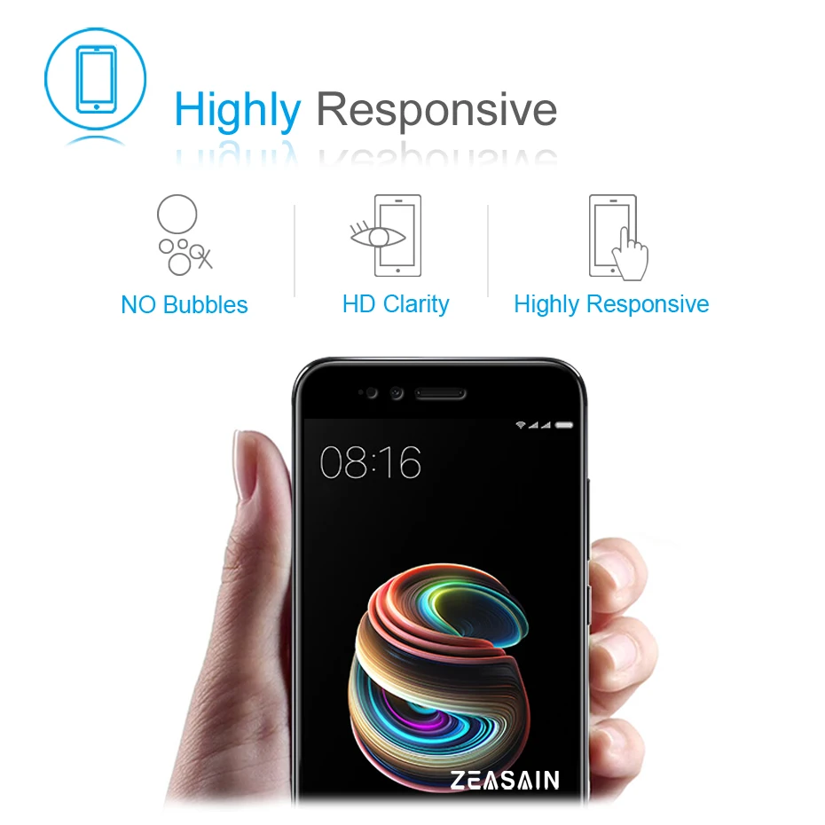 2 Pack Original ZEASAIN Screen Protector For Xiaomi Mi5X MiA1 M5X Mi 5X A1 Xiomi 5X A1 Full Cover Tempered Glass 9H Glass Film (4)