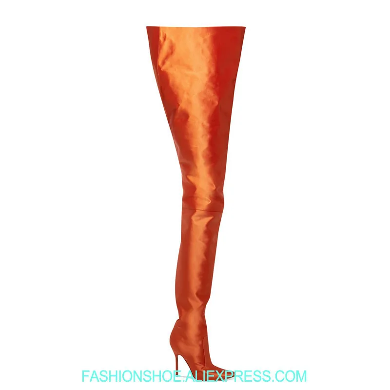 

Catwalk Over Knee High Boots High Heels Thigh High Boots Brand Satin Boots Cool Motorcycle Boots Destroyed Heels Pumps