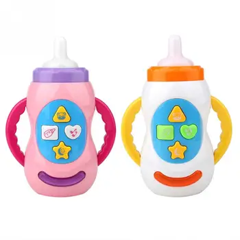 

Baby Funny LED Flashing Simulation Baby Bottle Toy With Music Safety Teether Children Early Educational Toys Musical Instrument
