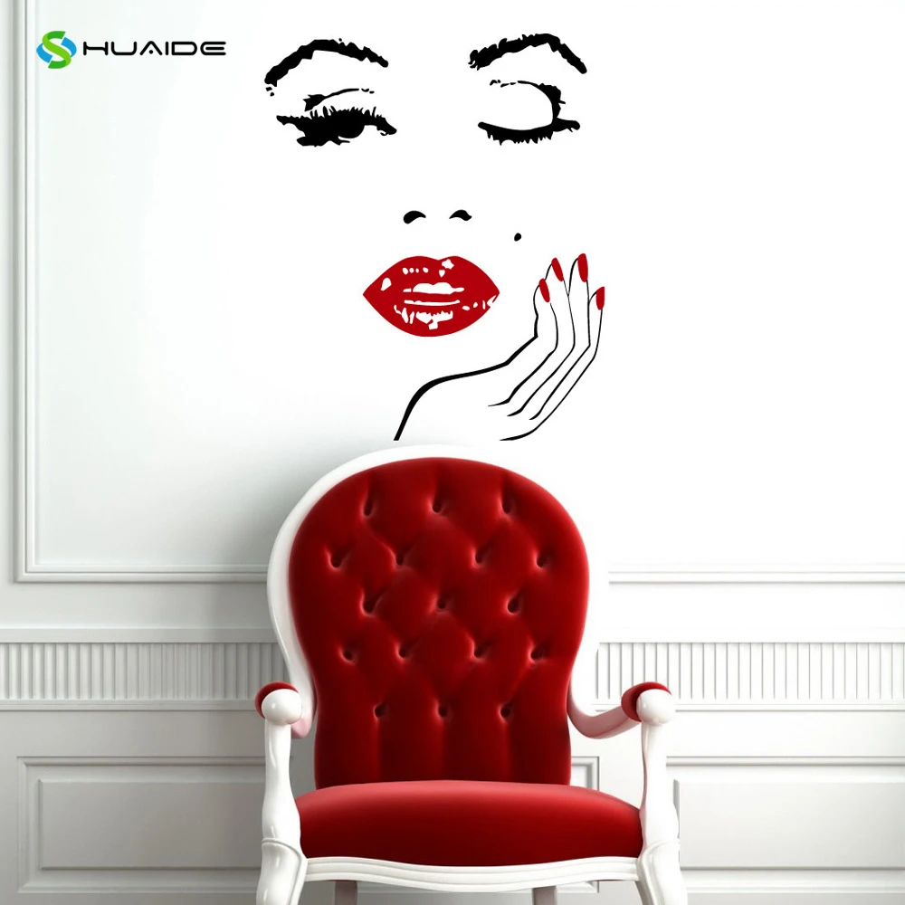 Wall Sticker Beauty Salon Manicure Nail Salon Girls Face Vinyl Decal Home Decor