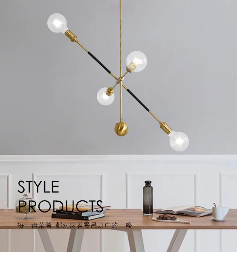 

6/6/12 Heads Nordic Loft Art Geometry Chandelier Creative Concise Designer Living Room Bar Kitchen Led Hanging Light Fixtures