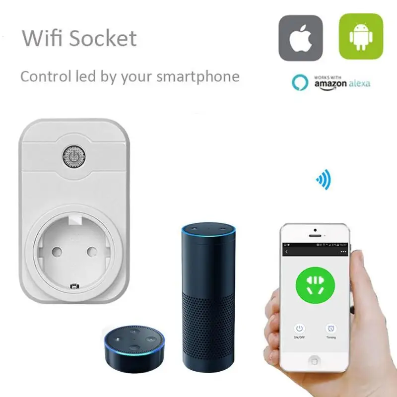 

WiFi Smart Power Socket US Wi-Fi Plug Wireless APP Remote Control Outlet Timing Switch Compatible For Amazon Alexa Smart Home