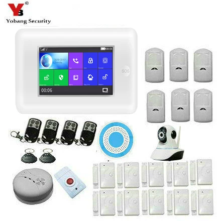 

Yobang Security WIFI 4.3" Touch Screen Smoke Fire sensor detector Door sensor APP Remote Control For Home Burglar Alarm System