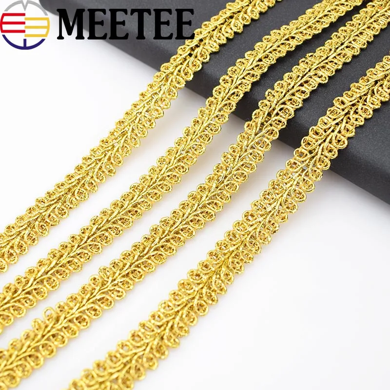 

10Yards Knitted Gold Lace Trims Ribbon Sequins Trimming Line Fabric Cosplay Clothes Sewing Accessories DIY Crafts