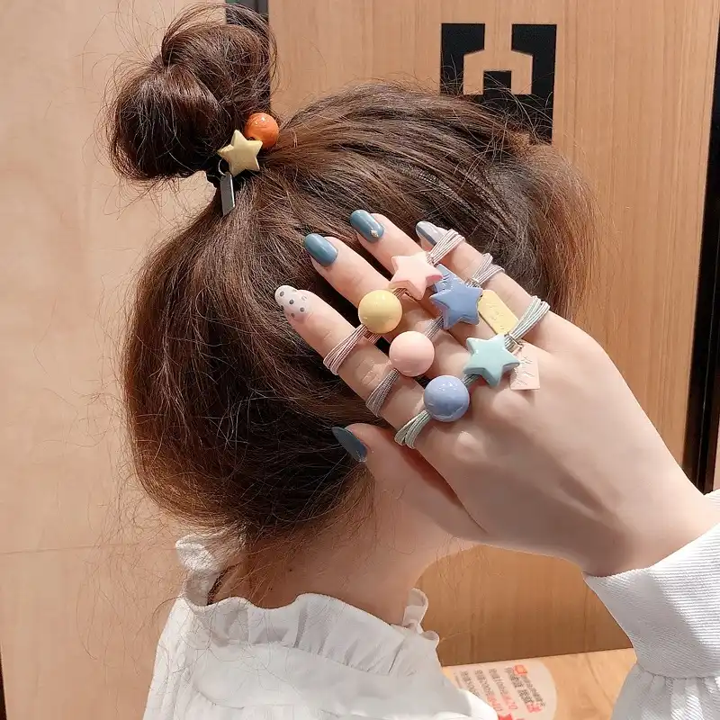 Simple Girls Hair Ties Geometric Heart Star Scrunchies Elastic