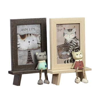 

Creative Cute Cat Attachment Wooden Photo Frame Nordic European Style Picture Frame Tabletop Decorations Valentines Day Gifts