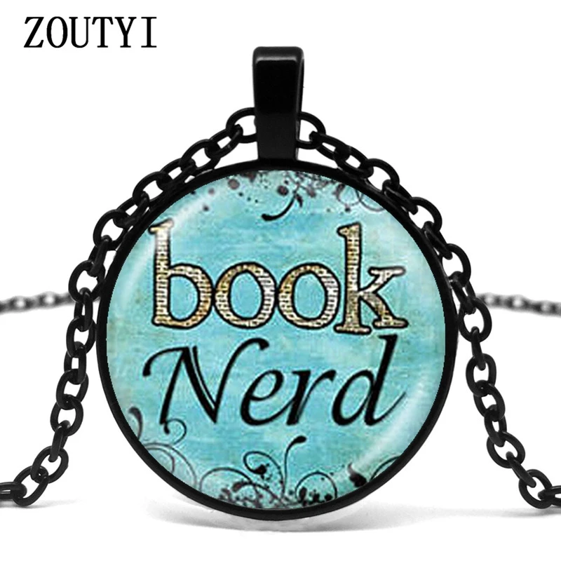 2018/книжный ботаник ожерелье с подвеской из голубого стекла кабошон