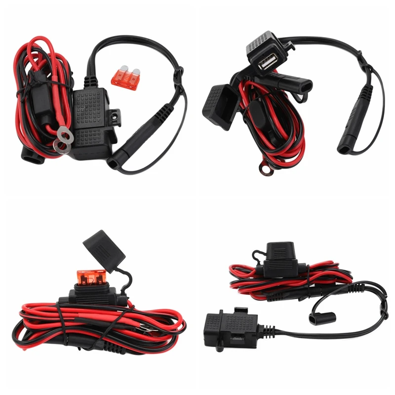 Excellent SAE To USB Cable Adapter Quick 2.1A Port With Inline Fuse Waterproof USB Charger For Motorcycle Cellphone Tablet GPS 2