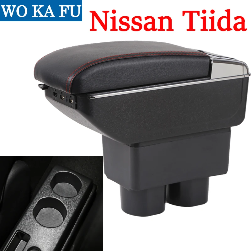 

for Nissan Tiida armrest box universal car center console caja modification accessories double raised with USB