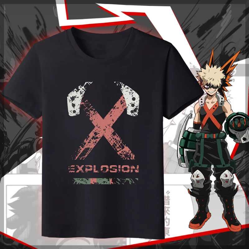 Аниме JK My Hero academic bakugou костюм кацуки для косплея Повседневная футболка Топы