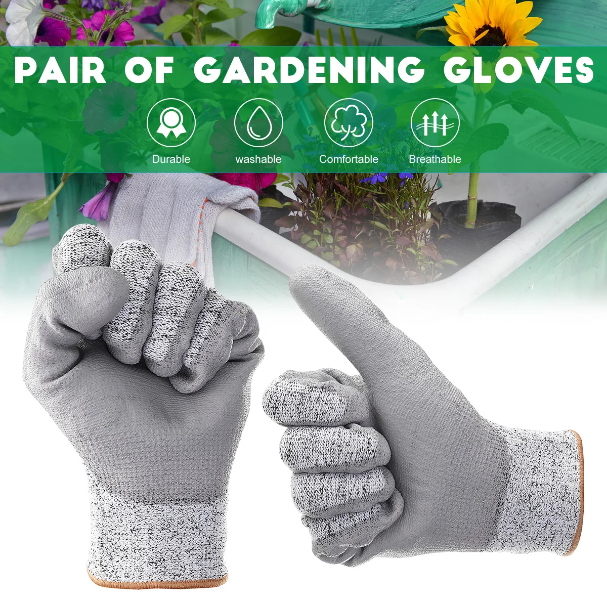 

1 Pair Anti-cut Gloves Safety 5 Level Cut Proof Breathe Washable Motorcycle Garden Protective Finger Kitchen Safety Gloves