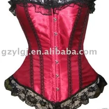 Пикантное женское нижнее белье кружевной корсет с баской 5092 Красный Размер XL