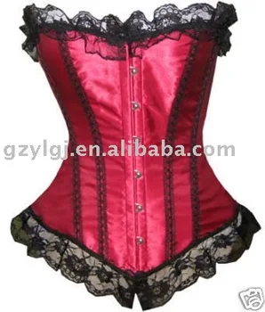 

Free Shipping Sexy Lingerie Ladies Lace Up Basque Corset 5092 red Size XL