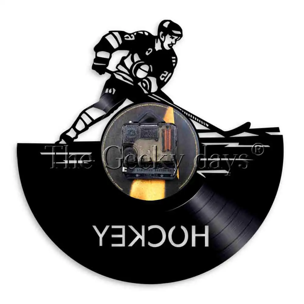 Хоккейный плеер виниловые настенные часы LP спортивные винтажные хоккейная