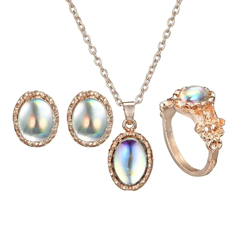 AB Effect Faceted Crystal Pear Shape Rhinestone Pendant and bridal Earrings Jewelry Set | Украшения и аксессуары