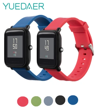 

YUEADER Blue Red Silicon Wristband Strap For Xiaomi Huami Amazfit Bip Watch Band Plain one Color Bracelet For Amazfit Bit 20MM