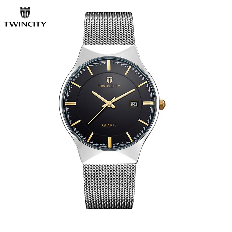 Сталь сетки кварцевые для мужчин водонепроницаемые часы, календарь мужской бизнес часы мода супер-тонкие наручные часы Relogio Feminio 2019