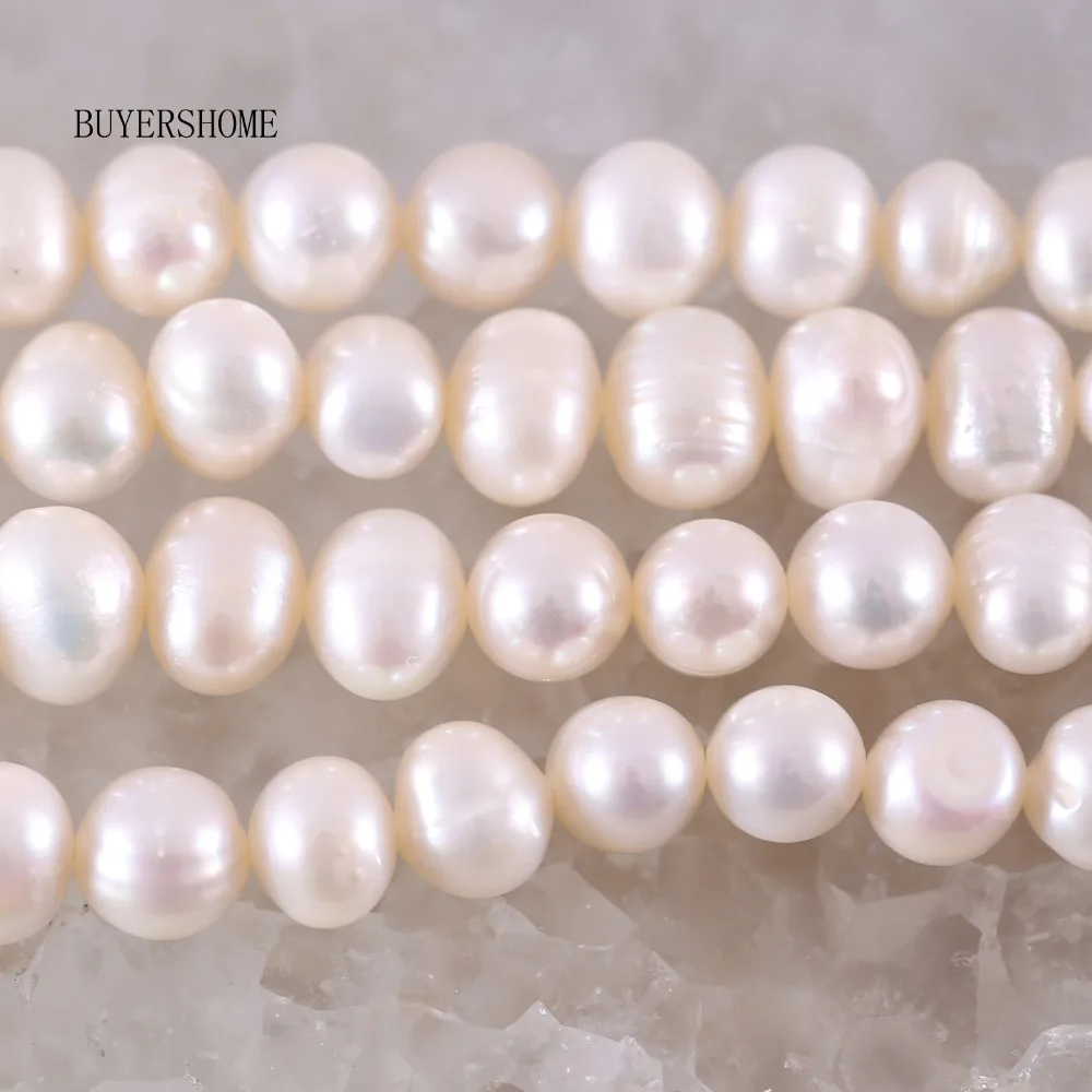 

Free Shipping 7-8mm Loose Beads 100% Natural White Pearl 1 Strings 15.5" D002