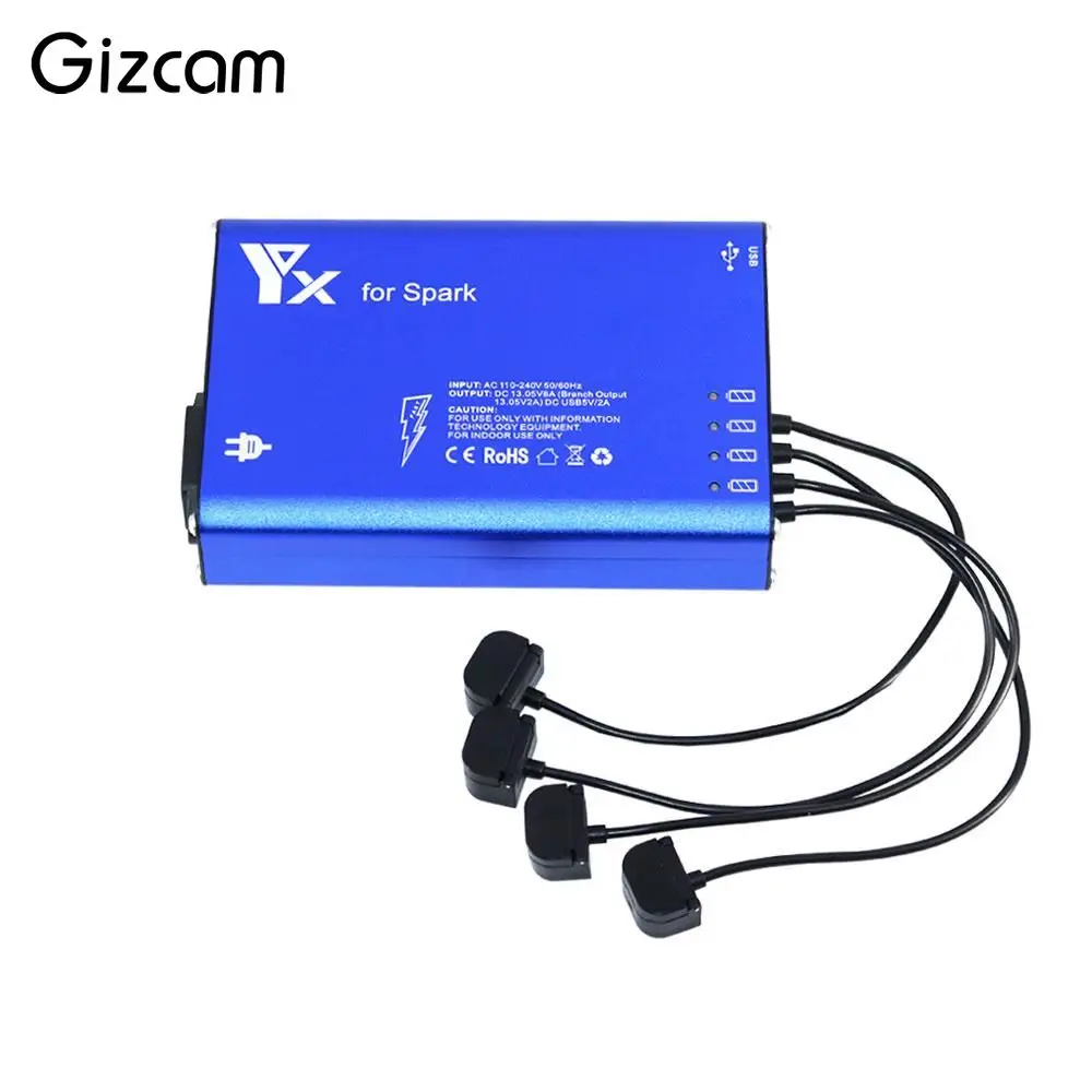 

Gizcam 6 in 1 Battery Charger Hub Parallel Dual USB Remote Intelligent Multi Charging For DJI Spark Drone US/AU Plug