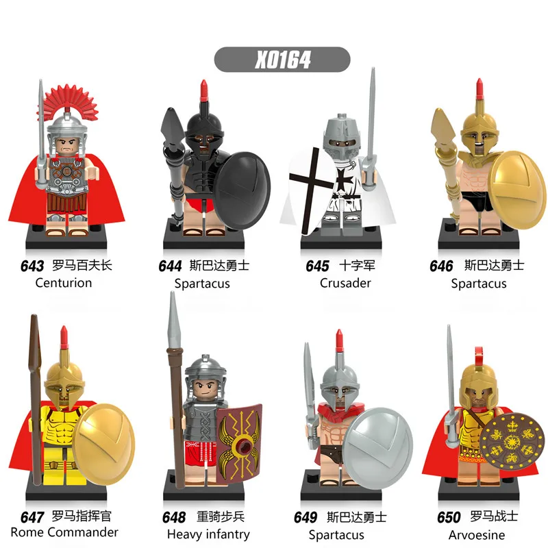 Single Sale X0164 Heroes Rome Commander Centurion Spartacus Crusader Heavy Infantry Arvoesine Building Blocks Gift Baby Toys baby-blocks