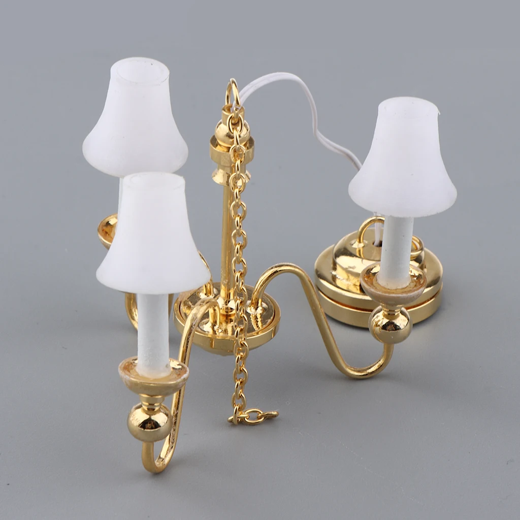 Dollhouse Furniture 1/12 Scale Ceiling Lamp LED Lights Bedroom Living Room Decor Accessories