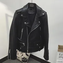 Весенние женские модные тонкие куртки на молнии с карманами из натуральной овечьей кожи женские мотоциклетные повседневные короткие пальто в американском стиле