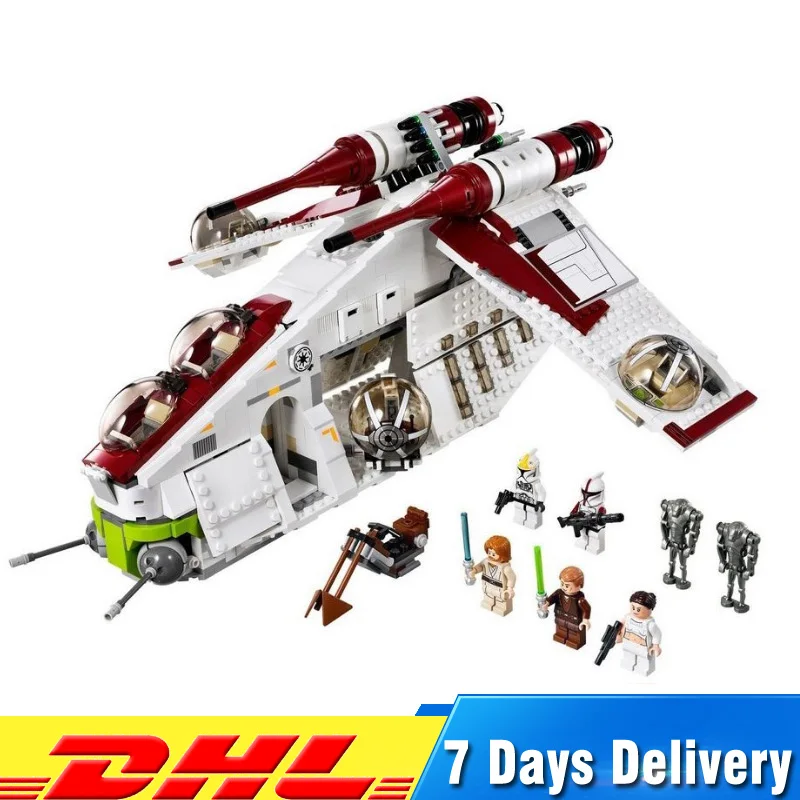 

Moc LegoINGlys 75021 Lepin 05041 1175pcs Star Wars Republic Gunship Battle Model Building Blocks Bricks Creative Toys for Kids