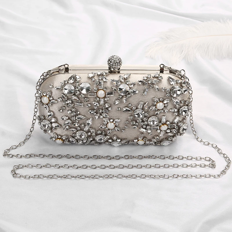 Luxy Moon Apricot Satin Clutches Evening Bags Front View