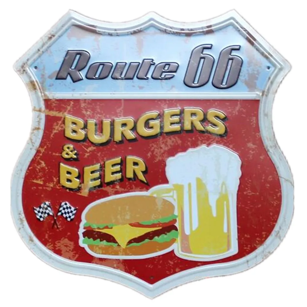 Металлические жестяные знаки Route 66 винтажная Горячая дорога рельефная
