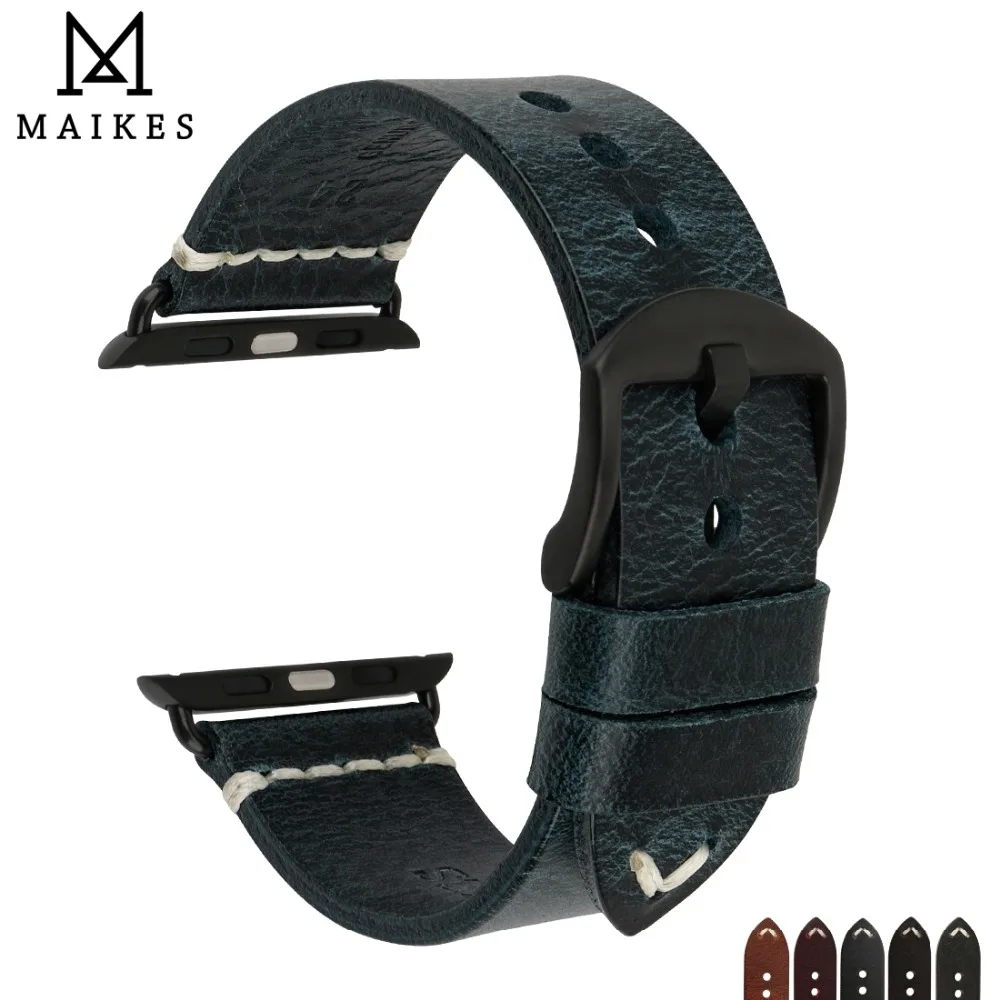 MAIKES For Apple Watch Strap 44mm 40mm iWatch Accessories Genuine Leather Series 4 3 2 1