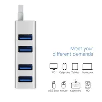 מחשב נייד מחברת USB HUB 3.0 4 יציאת USB וגם הסלסילה העמוסה מפצל USB Micro Power Port עבור מחשב נייד אביזרים אלומיניום מעטפת USB 3.0 HUB (5)