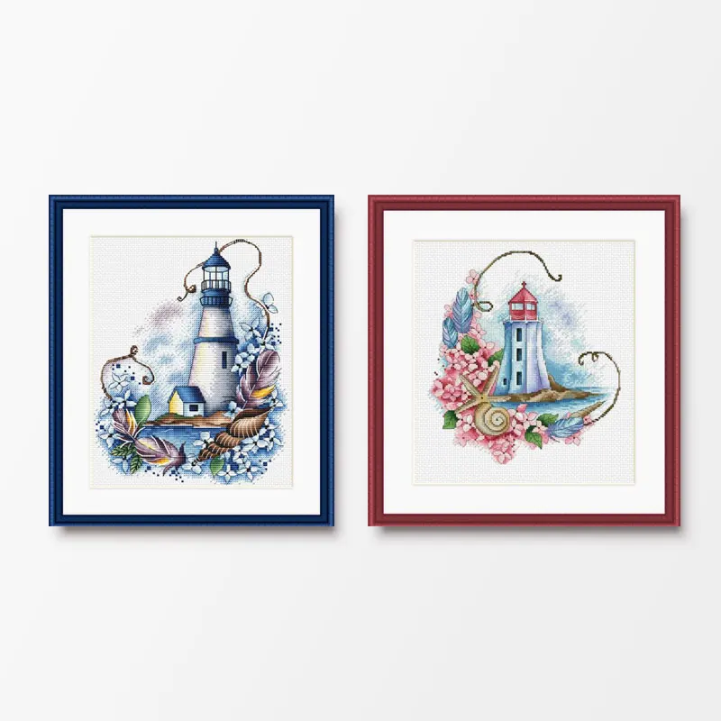 

Paintings Counted Printed On Canvas DMC 11CT 14CT Chinese Cross Stitch kit Embroider Needlework Set Conch Starfish Lighthouse