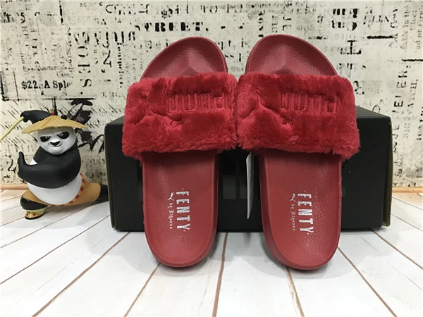 Puma Rihanna Fenty Rihanna co brand nieuwe puma pluche slippers macarons  paars vrouwen schoenen Strand Slippers maat 36 39|Badminton Schoenen| -  AliExpress