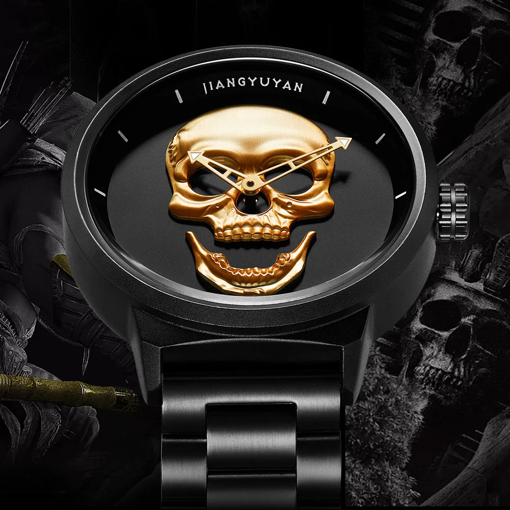 

Skull Watch Erkek Saat Gold Quartz Watch Mens Watches Top Brand Luxury Reloj Hombre Waterproof Stainless Steel Relogio Masculino