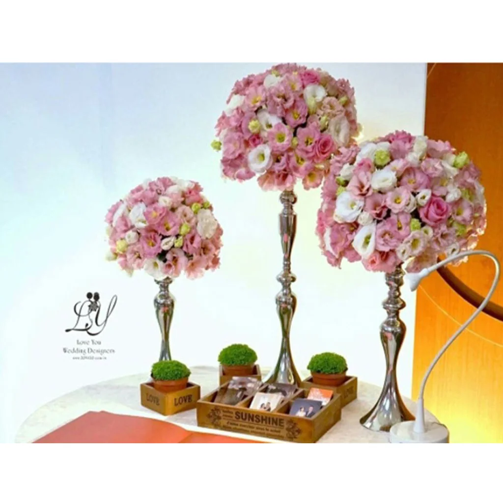 1 Piece Colored Candle Holders Metal Candlestick Flower Vase Table Centerpiece Event Flower Rack Road Lead Wedding Decoration 
