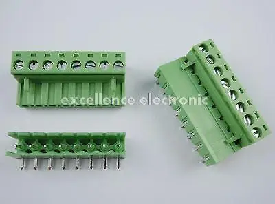 

10 pcs 5.08mm Right Angle 8 pin Screw Terminal Block Connector Pluggable Green