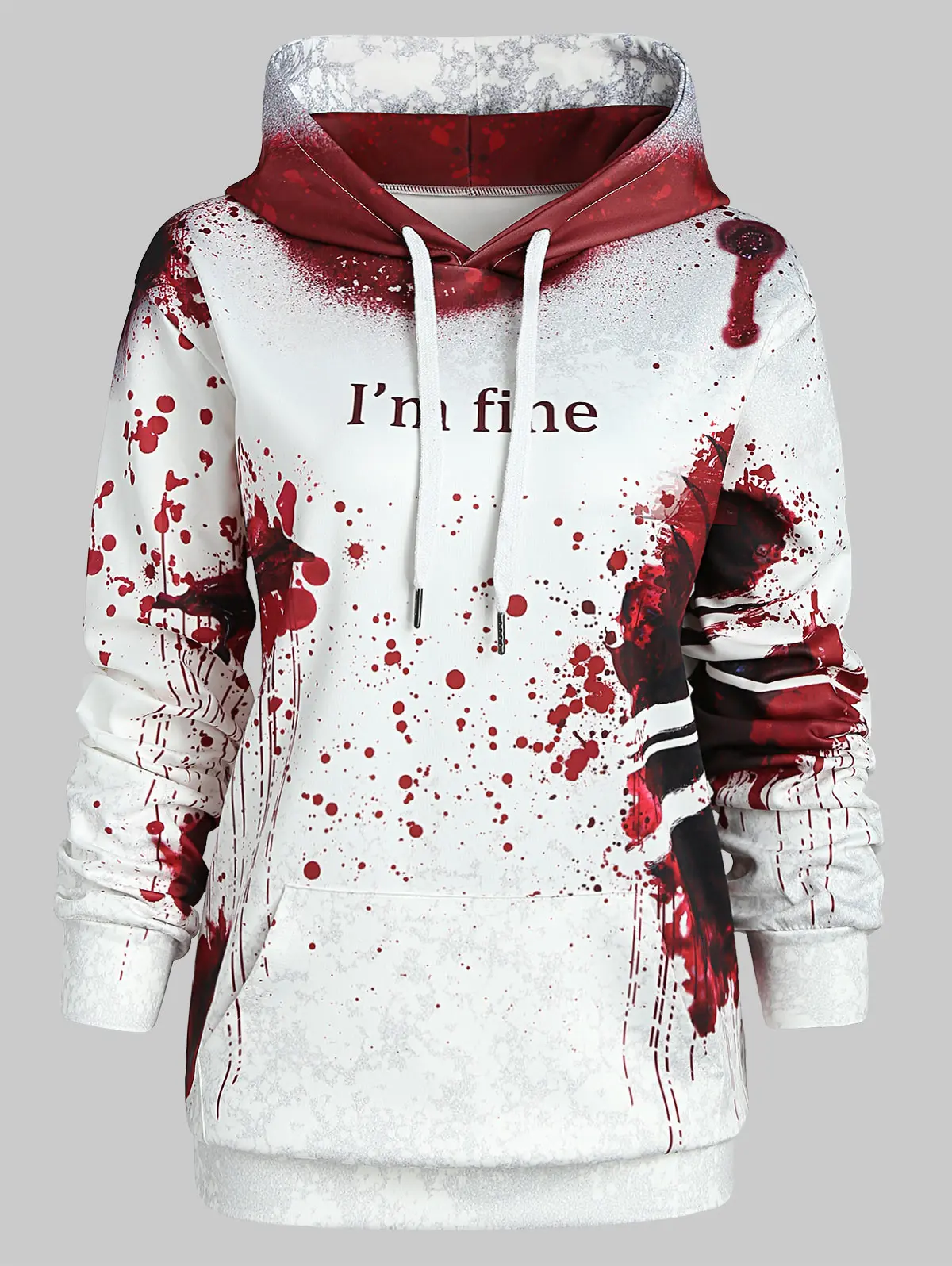 

Wipalo Plus Size Blood Hoodies Sweatshirts Women I'M FINE Letter Print Jacket Halloween Hoodie Jumper Tracksuit Pullover Female