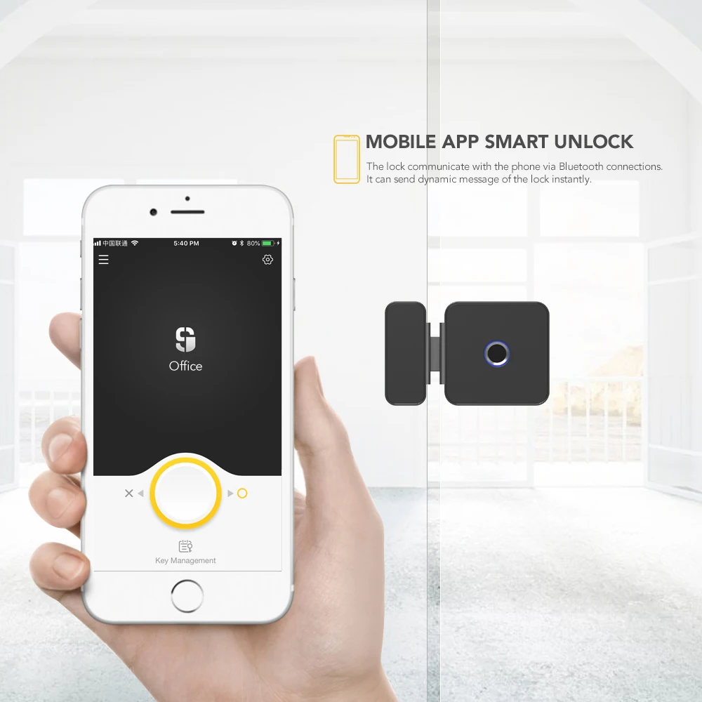 Шерлок Smart Lock Стекло замок двери офиса Keyless Отпечатков пальцев проверки с Bluetooth APP