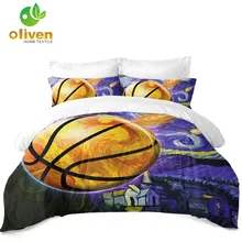 Colorful Oil Painting Bedding Set Sports Basketball Print Duvet Cover Set Twin Full King Queen Bedding Soft Bedclothes 3Pcs D35