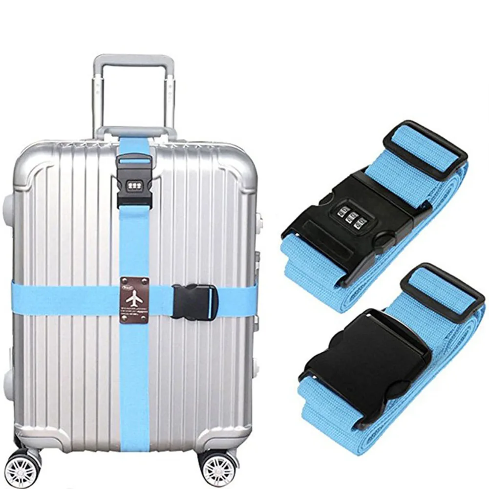Съемный поперечный ремешок для дорожного багажа упаковочные ленты чемодан сумка ремни безопасности с замком YU-Home - Цвет: Blue