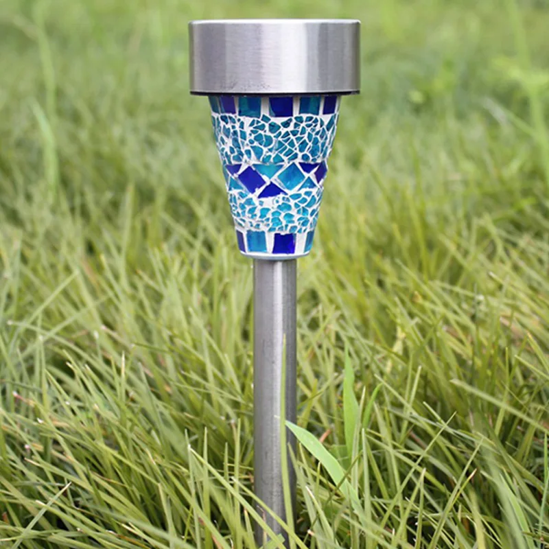 LED Solar Lamp Outdoor Mosaic LED Solar Lawn Light For Garden Decoration Outdoor Waterproof IP65 Bollard Solar Stick Lights  (4)