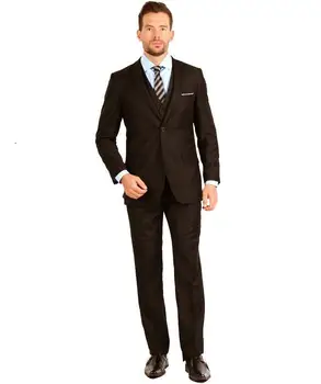 

Custom made Groom Wedding suits Brown Notched lapel 3 pieces Tuxedos Groomsmen suits( jacket+Pants+vest+tie)