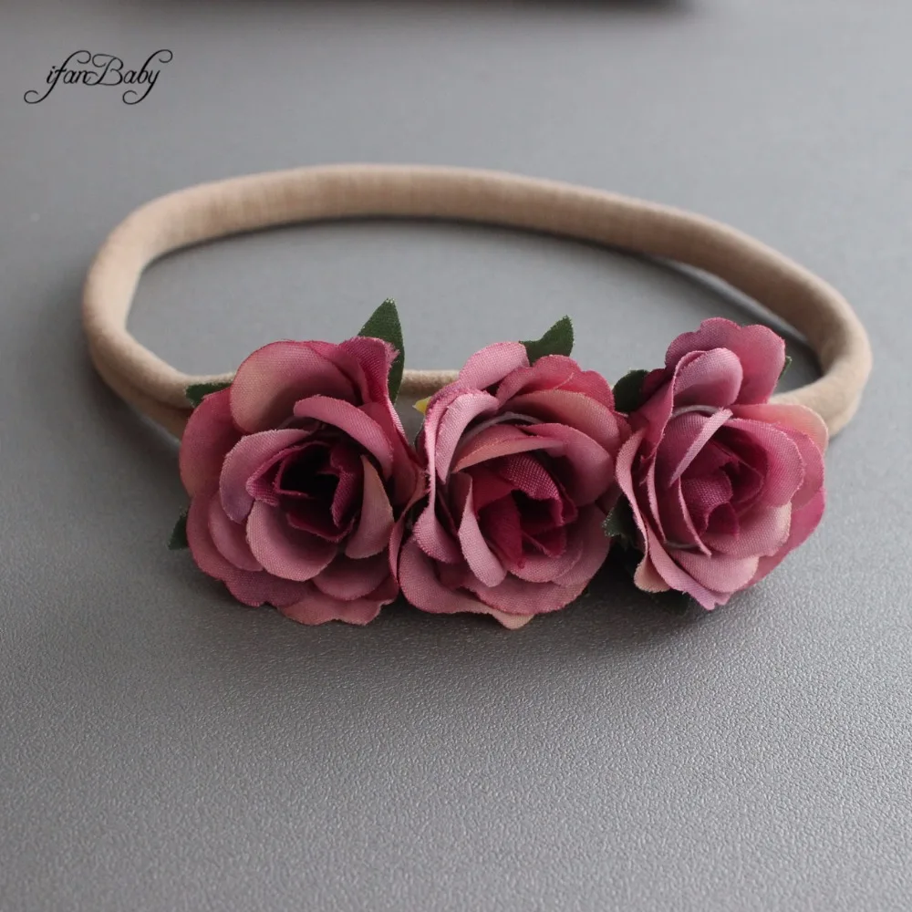 kids nylon Rose flower headband 7
