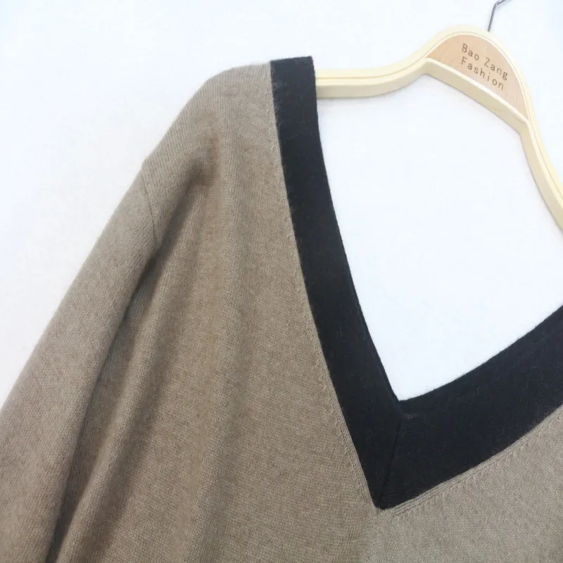 Горячая распродажа полный шерстяной пуловер с v-образным вырезом на плечах свитер+ повседневные брюки женский трикотажный кашемировый костюм из двух предметов